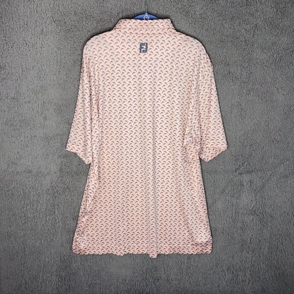 FootJoy Lisle Leaping Dolphins Golf Polo Men's Sz XL Pink Gray Graphic EUC - Picture 2 of 7